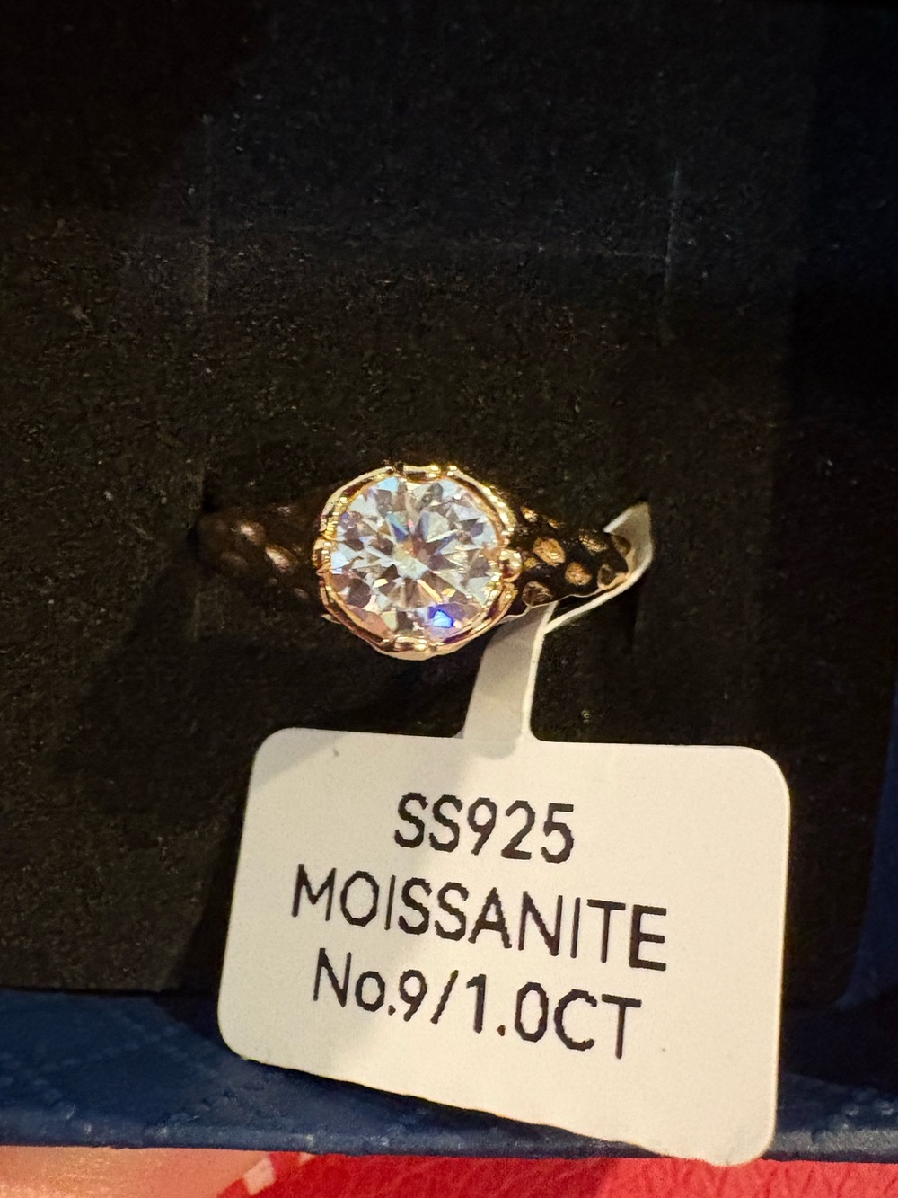 Gold-Tone Moissanite Ring in Clear 1 Carat Size 9